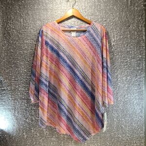 Ruby Rd Favorites Sz 2X Asymmetrical Blouse Multicolor Polyester Rayon NWT